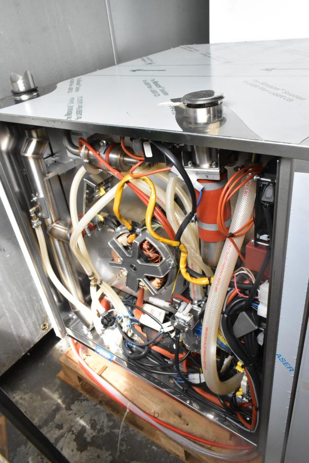Bakers Pride AEHE061R combi convection oven, stainless steel, electric, visible internal components, new scratch and dent.