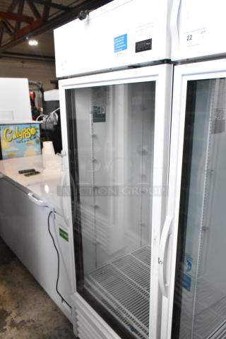 2021 True TSCI-600R-G-PH Metal Commercial Single Door Reach In Cooler Merchandiser w/ Poly Coated Racks. 115 Volts, 1 Phase. - Item #1208430