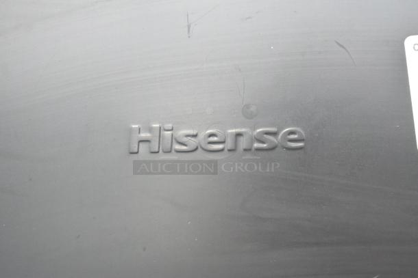 Hisense logo on the surface of the 2020 Hisense RR33D6ABE Mini Cooler. 115 Volts, 1 Phase.
