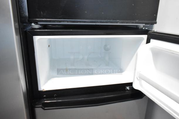 2020 Hisense RR33D6ABE and Galanz GLR31TS1E02 mini coolers, 115V, 1 Phase, interior view, open door.