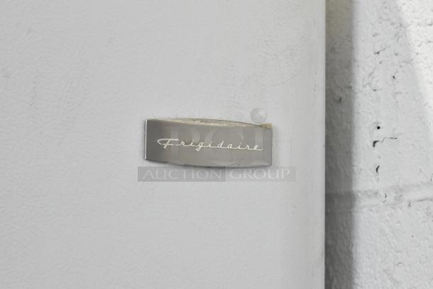 Frigidaire FRT21S6AWH Metal Cooler, white, Frigidaire logo visible. 115 Volts, 1 Phase, freezer included.