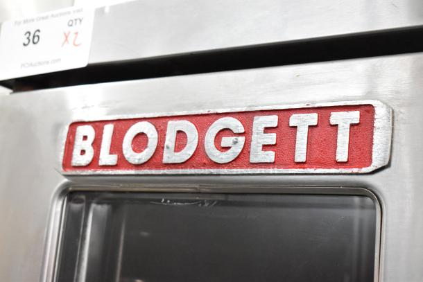 Blodgett stainless steel commercial gas convection oven with view-through doors and thermostatic controls.