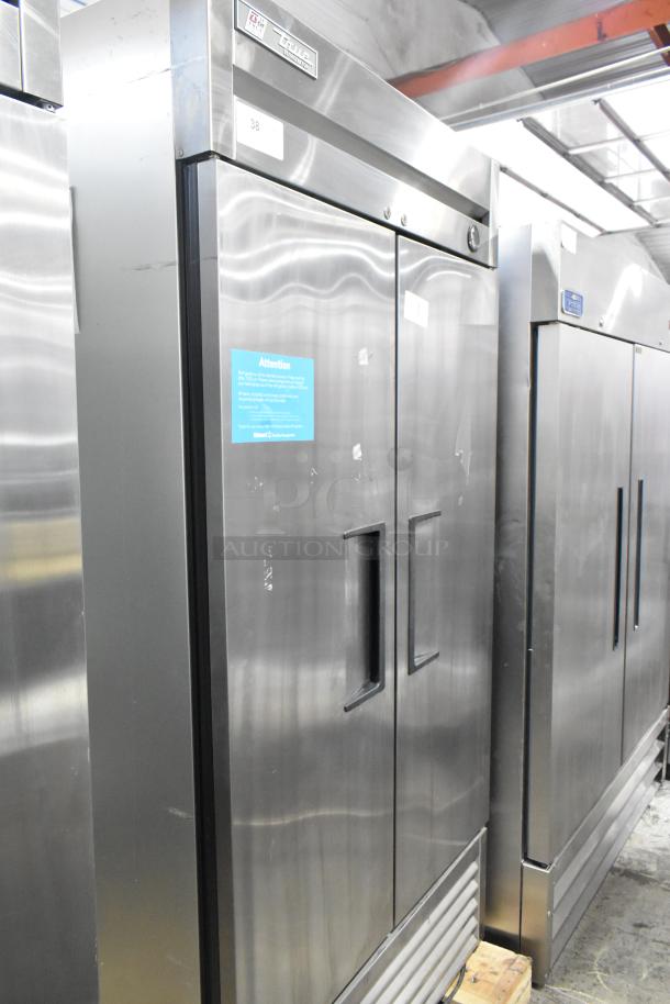 2017 True T-35 Stainless Steel Commercial 2 Door Cooler, poly-coated racks, on casters, model T-35, 115V, 1 phase.