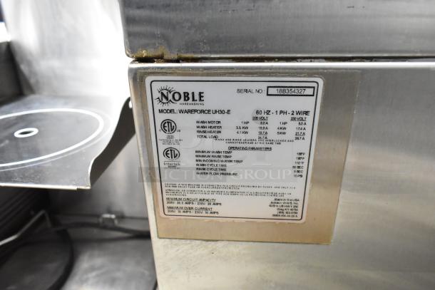 2018 Noble Wareforce UH30-E stainless steel undercounter dishwasher, door issue, 208/230V, 1 phase. ETL certified.