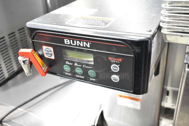 Bunn ITCB-DV commercial iced tea machine with hot water dispenser, features digital controls and Infusion Series labeling.
