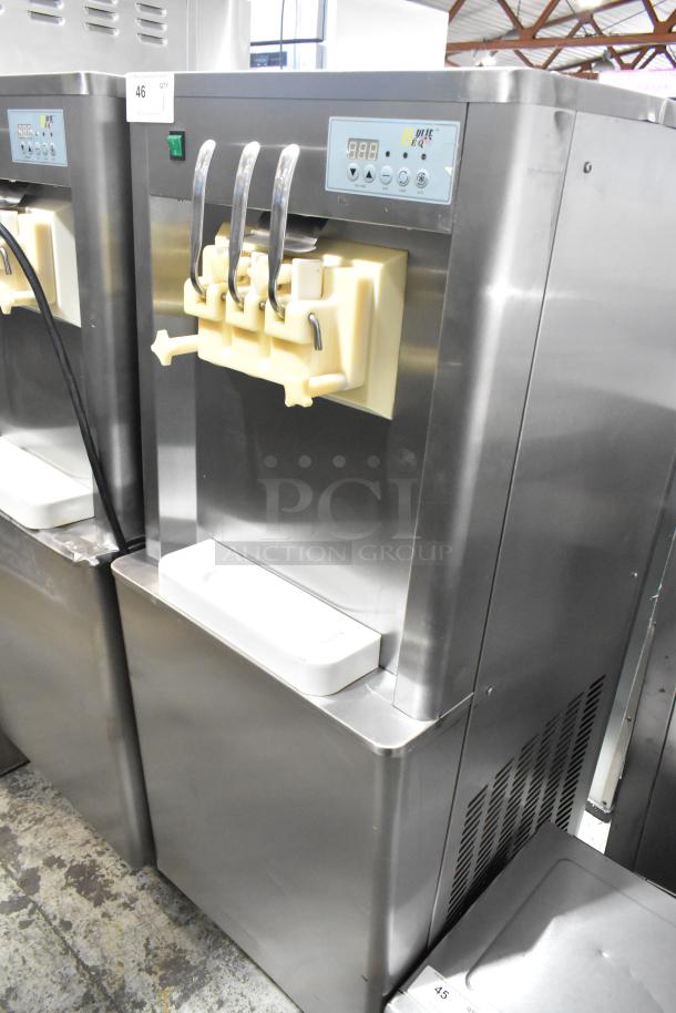 Beiqi BQ333 stainless steel soft serve ice cream machine with 2 flavor twist, on casters, 110V, 1 Phase.