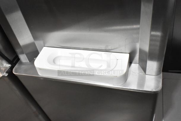 Beiqi BQ333 stainless steel soft serve ice cream machine, 2-flavor with twist, on commercial casters, 110V, 1 phase.