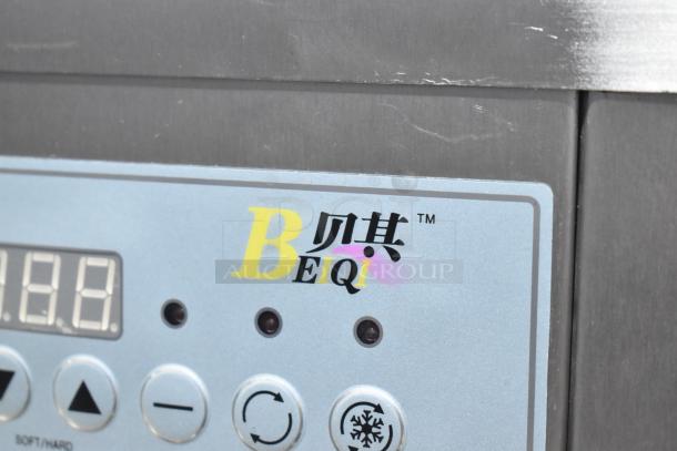 Beiqi BQ333 stainless steel soft serve ice cream machine control panel, branded logo visible, digital display, functional buttons.