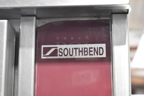 Southbend GSX-10HE stainless steel steam cabinet, natural gas-powered, 2 deck, 190,000 BTU, logo displayed.