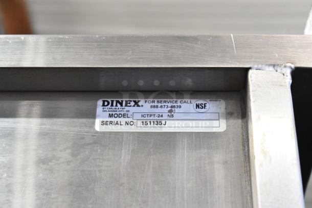 Dinex Carlisle ICTPT-24 metal pan transport rack, serial 151135J. Enclosed design, commercial casters, NSF certified.