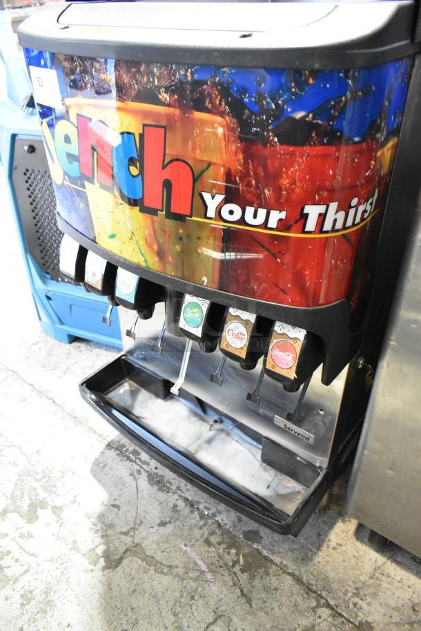 Servend SV150 6-flavor carbonated beverage machine, stainless steel, countertop model, 115 volts, minor wear.