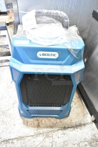 2024 Boltic 22BPCD130P Dehumidifier, blue, 115V, 1 phase, shown with protective wrapping and tags. Excellent condition.