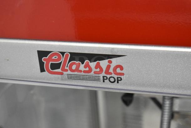 Paragon TP-16 Popcorn Machine, metal countertop design, red and silver "Classic Pop" label, 120V, 1-phase.