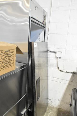 True T-19F Stainless Steel Commercial Single Door Reach In Freezer. Door Needs To Be Reattached. 115 Volts, 1 Phase. - Item #1208465