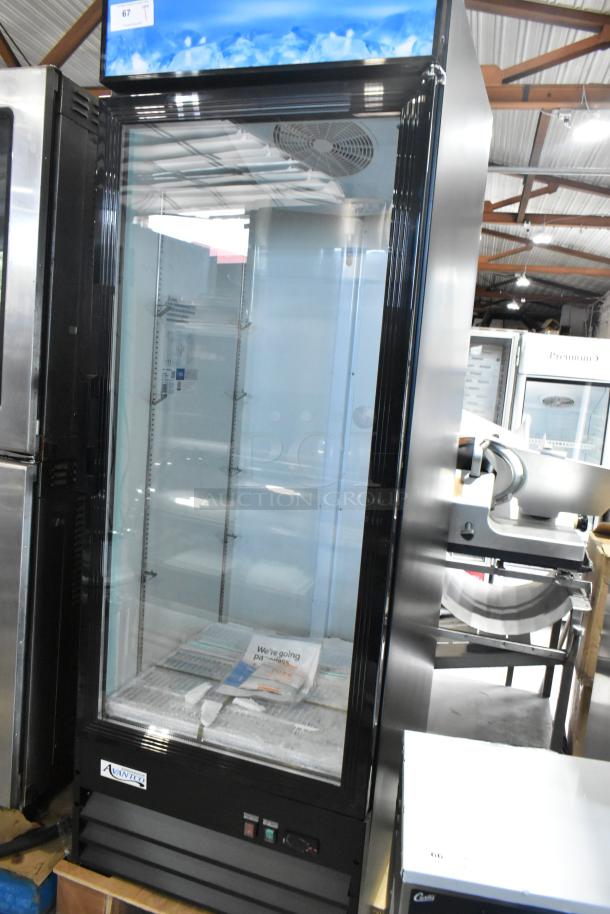 Brand new 2024 Avantco 178GDC23HCB commercial cooler, single glass door, poly-coated racks, 115V, slight scratches.
