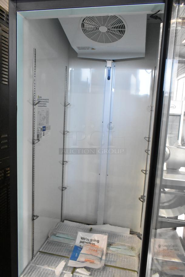 Brand new 2024 Avantco 178GDC23HCB single door cooler merchandiser with poly coated racks, 115V, scratch and dent condition.