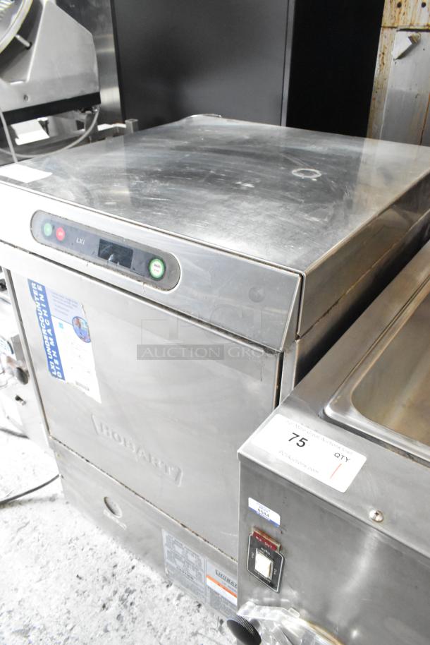 Hobart LXIH stainless steel commercial undercounter dishwasher, 120/208-240 volts, 1 phase, durable design, visible control panel.