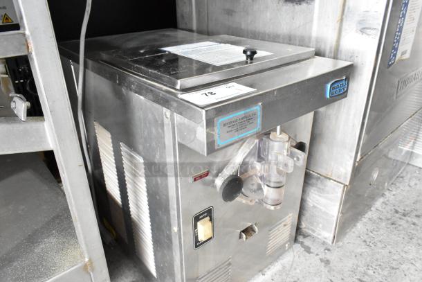 SaniServ A4071-E stainless steel soft serve ice cream machine, single flavor, 115V, commercial countertop model, used condition.