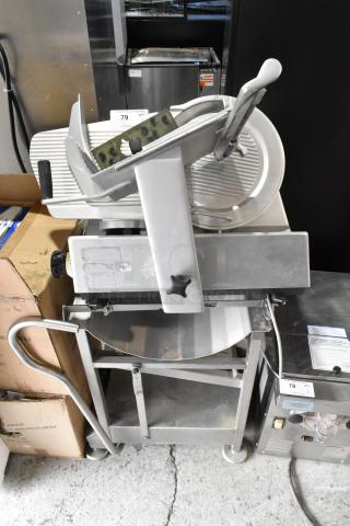 Bizerba Metal Commercial Countertop Meat Slicer on Face to Face Stainless Steel Meat Slicer Equipment Stand. 115 Volts, 1 Phase. - Item #1208486