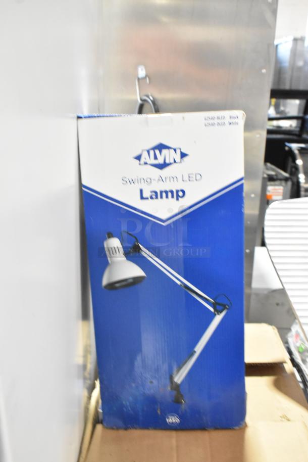 Brand new Alvin G2540-BLED Swing Arm LED Lamp in original box. Set of 2 boxes, 6 lamps each.