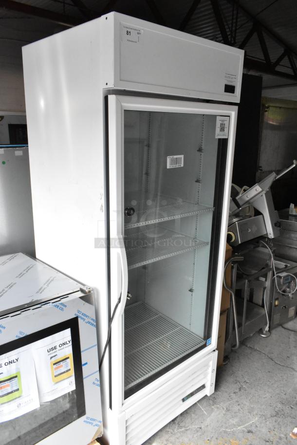 2021 True TSCI-600R-G-PH commercial reach-in cooler, single glass door, poly coated racks, 115V, excellent condition.