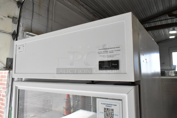 2021 True TSCI-600R-G-PH single door cooler; glass door, poly coated racks, digital display. 115V, 1 Phase. Warranty info visible.