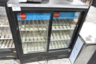 True GDM-41SL-54EM-LD Metal Commercial 2 Door Reach In Cooler Merchandiser w/ Poly Coated Racks. 115 Volts, 1 Phase. - Item #1208500