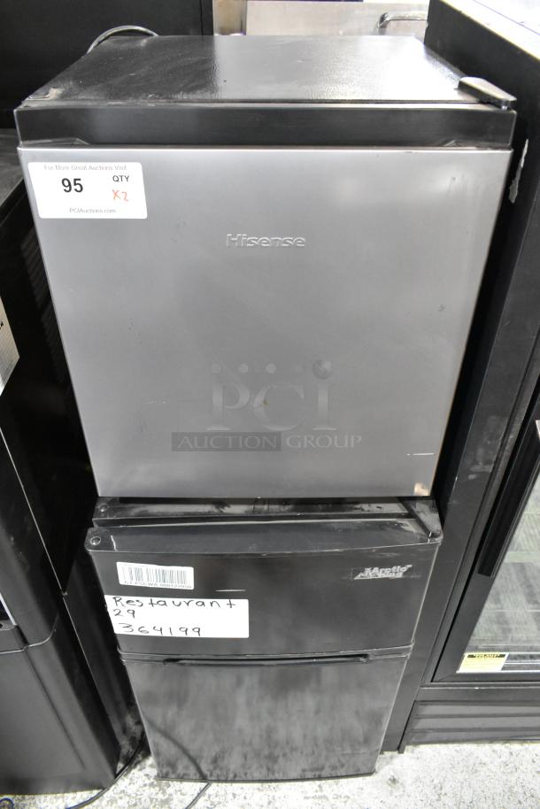 2024 Hisense WMS017M6XVE and Arctic King ATMP032AEB mini coolers with freezer, 115V, 1 phase. Quantity 2 auction lot.