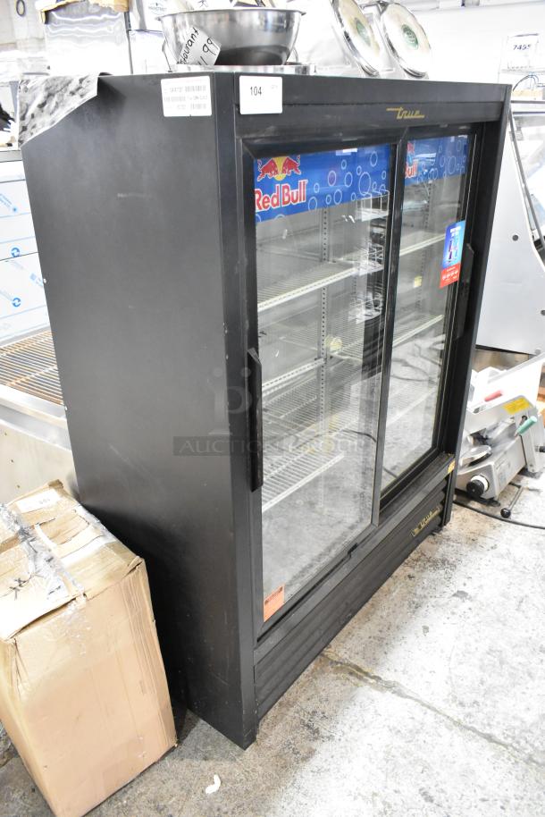 2019 True GDM-41SL-60-LD 2 Door Cooler Merchandiser, metal frame, poly coated racks, 115V, good condition.