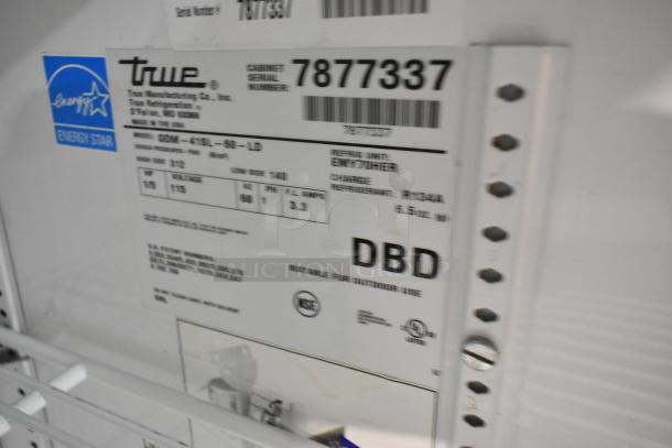 2019 True GDM-41SL-60-LD Metal Commercial Cooler label showing model, voltage, and Energy Star rating.