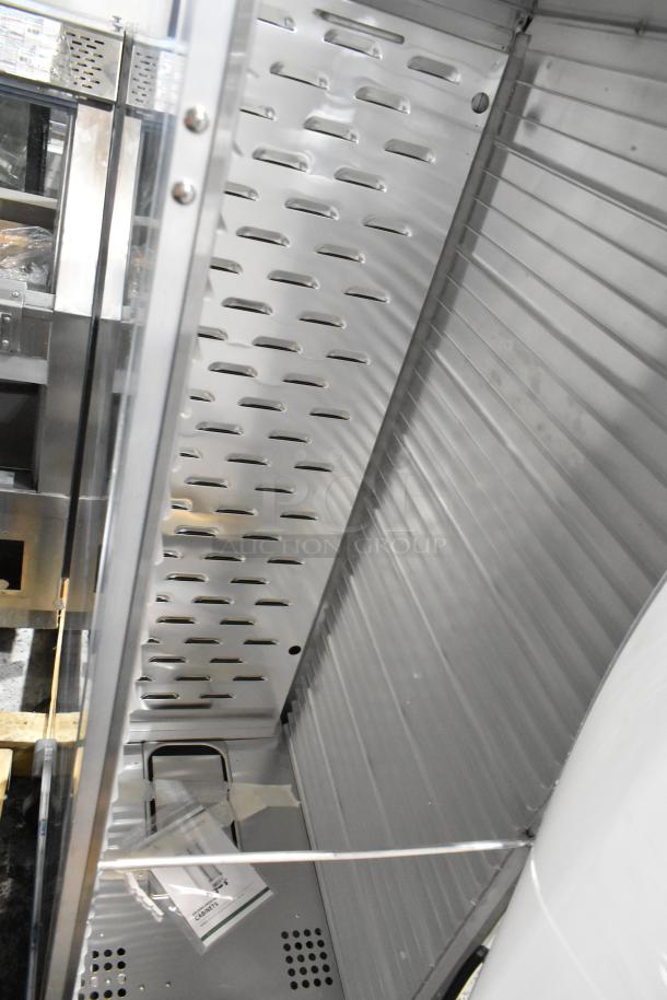 Mainstreet 541CHP1836I heated holding cabinet, brand new, minor scratches, clear door, commercial casters, 120V, 1 phase.