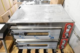 BRAND NEW SCRATCH AND DENT! Trento Stainless Steel Commercial Countertop Electric Powered 2 Deck Pizza Oven w/ Cooking Stones. 230 Volts,. - Item #1208572