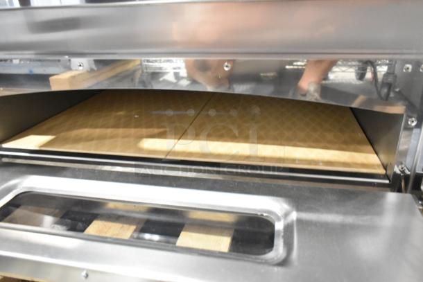 Trento stainless steel 2-deck pizza oven, scratch and dent, with cooking stones, 230 volts, countertop model.