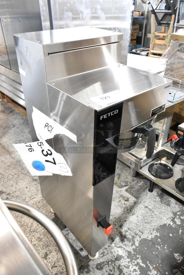 Brand new 2025 Fetco CBS-2251 stainless steel coffee brewer with minor scratches and dents. Features digital controls, metal brew basket. 208-240V, 1 phase.