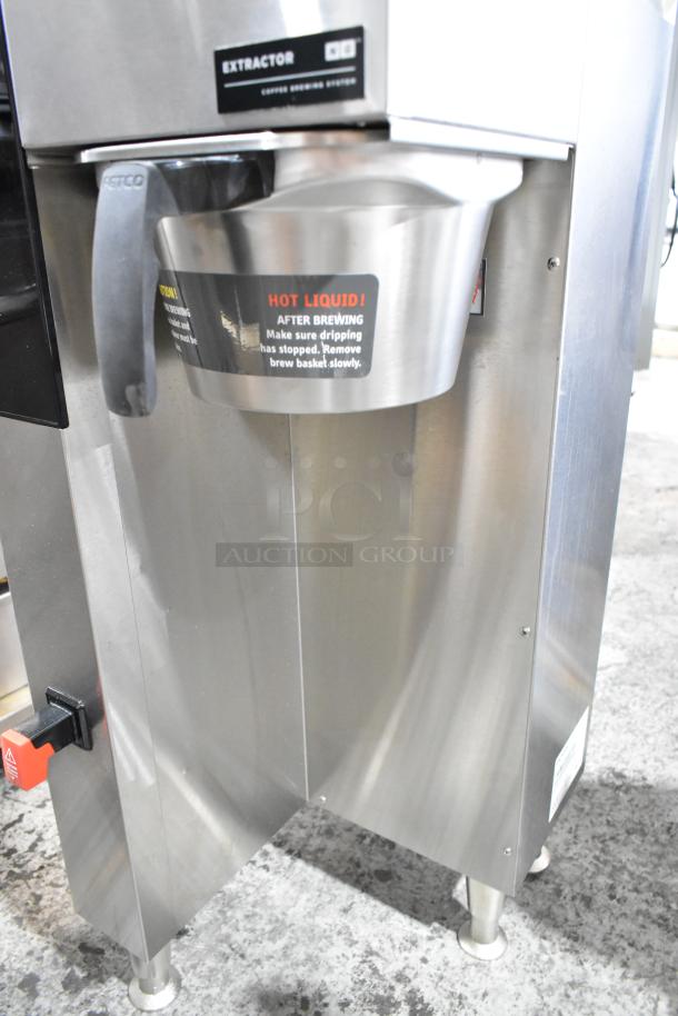 Brand new Fetco CBS-2251 stainless steel coffee brewer, metal brew basket, digital controls, 208-240V, minor scratches.