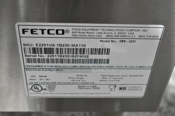 Brand new Fetco CBS-2251 stainless steel coffee brewer, single automatic digital, metal brew basket. Scratch and dent.