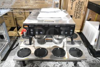 BRAND NEW SCRATCH AND DENT! 2024 Bunn AXIOM 0/6 TWIN Stainless Steel 12 Cup Automatic Coffee Brewer with Hot Water Dispenser, 6 Lower Warmers and 2 Metal Brew Baskets. 120/208-240 Volts, 1 Phase. - Item #1208579