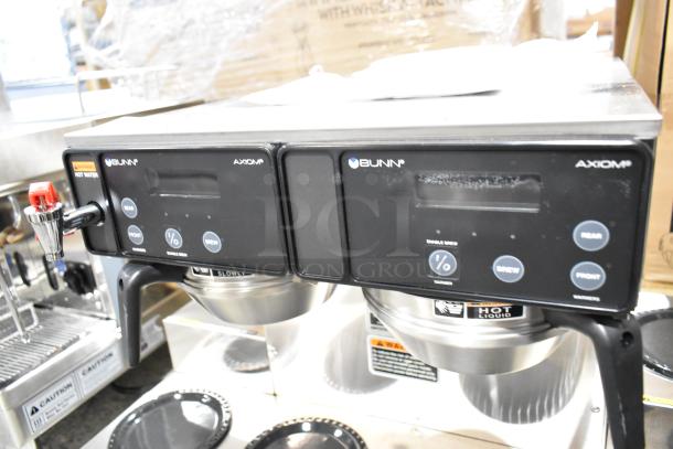 BRAND NEW 2024 Bunn AXIOM 0/6 TWIN coffee brewer with 6 warmers, hot water dispenser, 2 brew baskets. Stainless steel.