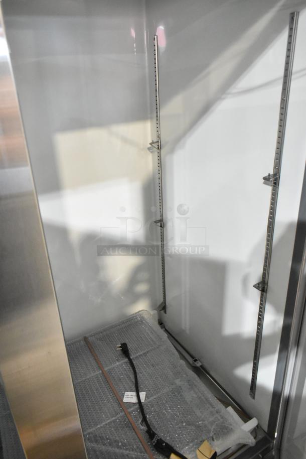 Brand new 2024 Mainstreet 829BMR49F stainless steel commercial 2-door freezer, 115V, 1 phase, scratch and dent condition.