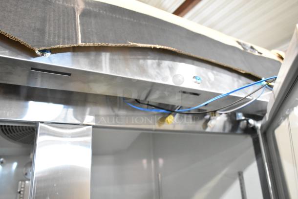 Brand new Mainstreet 829BMR49F stainless steel commercial freezer, scratch and dent condition, 115V, 1 phase, exposed wiring.