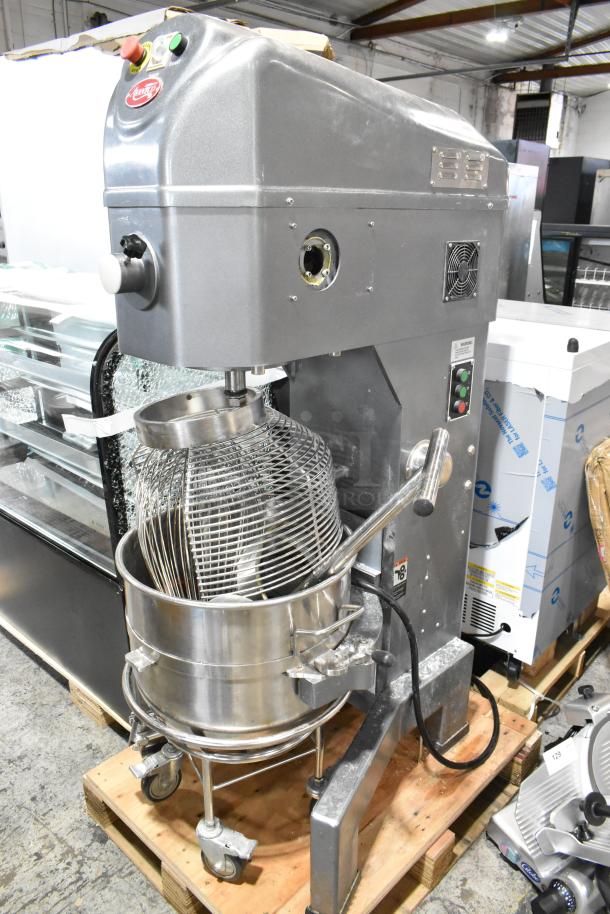 BRAND NEW Avantco 177MX60H 60 Qt. dough mixer, metal, with bowl, dolly, guard, hook attachment, 240V, 3 phase, scratch and dent.