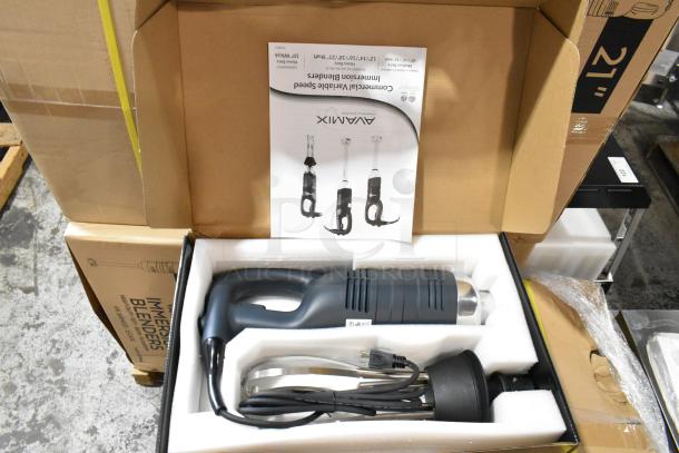 Brand new 2023 AvaMix 928IBHDW10 immersion blender with 10" whisk, 1 1/4 hp, 115V, in original packaging.