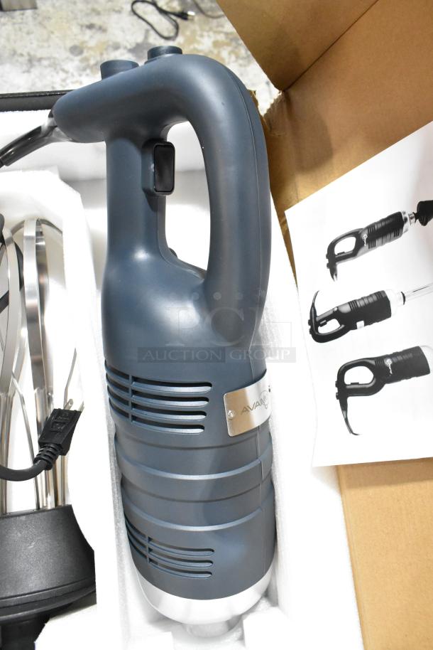 Brand new 2023 AvaMix 928IBHDW10 immersion blender, heavy-duty, variable speed, 10" whisk, 1 1/4 hp, includes original packaging.