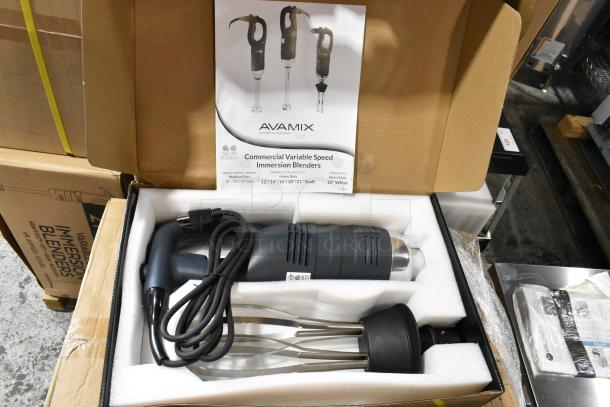 2023 AvaMix 928IBHDW10 heavy-duty immersion blender with 10" whisk, new in box, 1 1/4 hp, 115V, scratch and dent model.