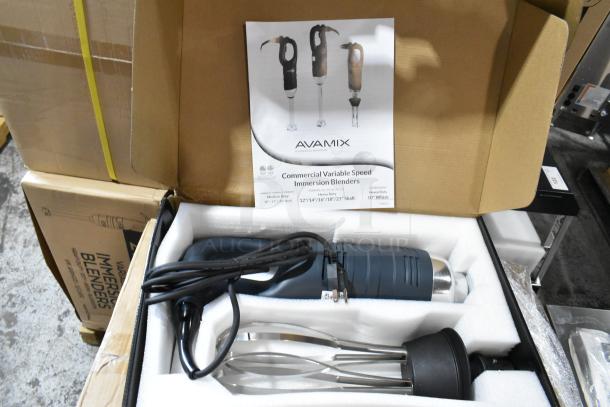 Brand new 2023 AvaMix 928IBHDW10 heavy-duty immersion blender with 10" whisk, 1 1/4 hp, 115V, in box with manual.