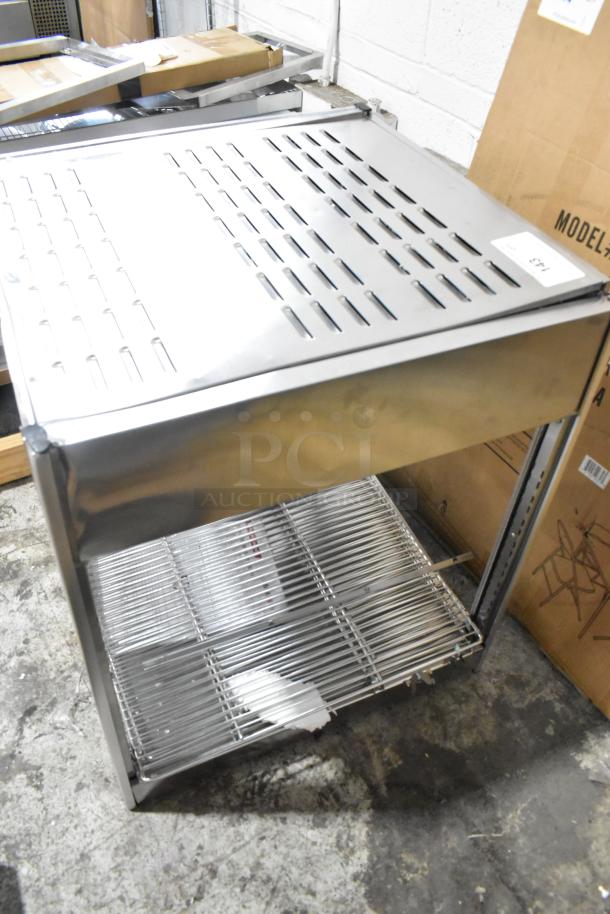 Brand new ServIt 423PDW18D1S stainless steel 18" countertop display warmer, 4 shelves, scratch and dent, 115V, 1 phase.