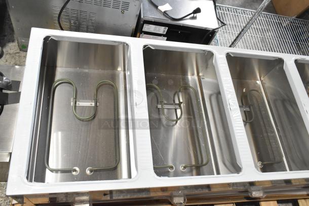 BRAND NEW ServIt 423EST5WOPB Five Pan Electric Steam Table, open well, partially enclosed base, angled sneeze guard, 208/240V.