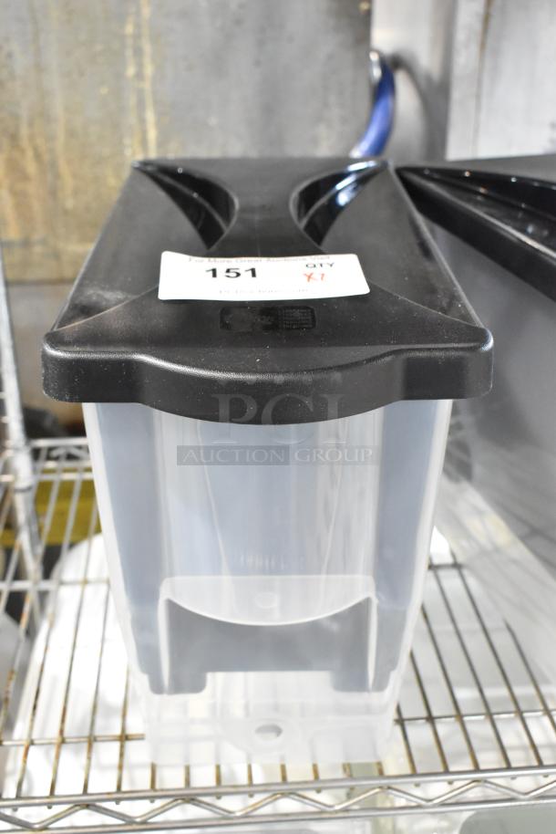 2 Brand New Choice 176BD3BK2 3-Gallon Black Slim Beverage Dispensers, scratch and dent condition, labeled 151, auction quantity 2X.