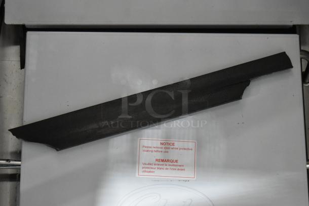 Globe GSG14D stainless steel sandwich grill, 14"x14" surface, smooth plates, new with minor scratches. Notice about protective coating removal visible.