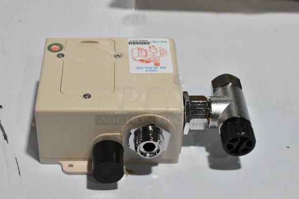 Brand new CYS-010 Electric Faucet with chrome fittings, shown with visible label indicating model and specifications.